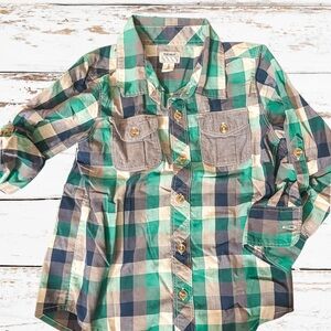 Old Navy Green and Blue Plaid Button Down Shirt